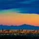 Phoenix Arizona skyline panorama cityscape sunset, aerial from Scottsdale